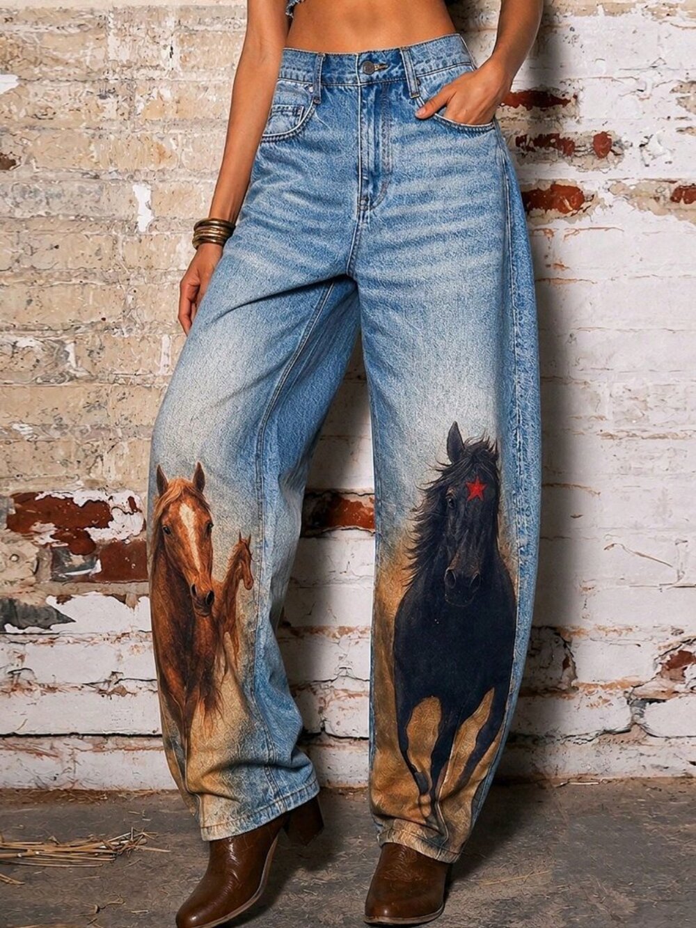 Blue Casual Women's Straight-Leg Denim Pants - Picture 3 of 7